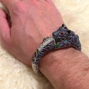 Never worn Judith Ripka Sterling 17.50 cttw Gemstone Priscilla Panther Cuff